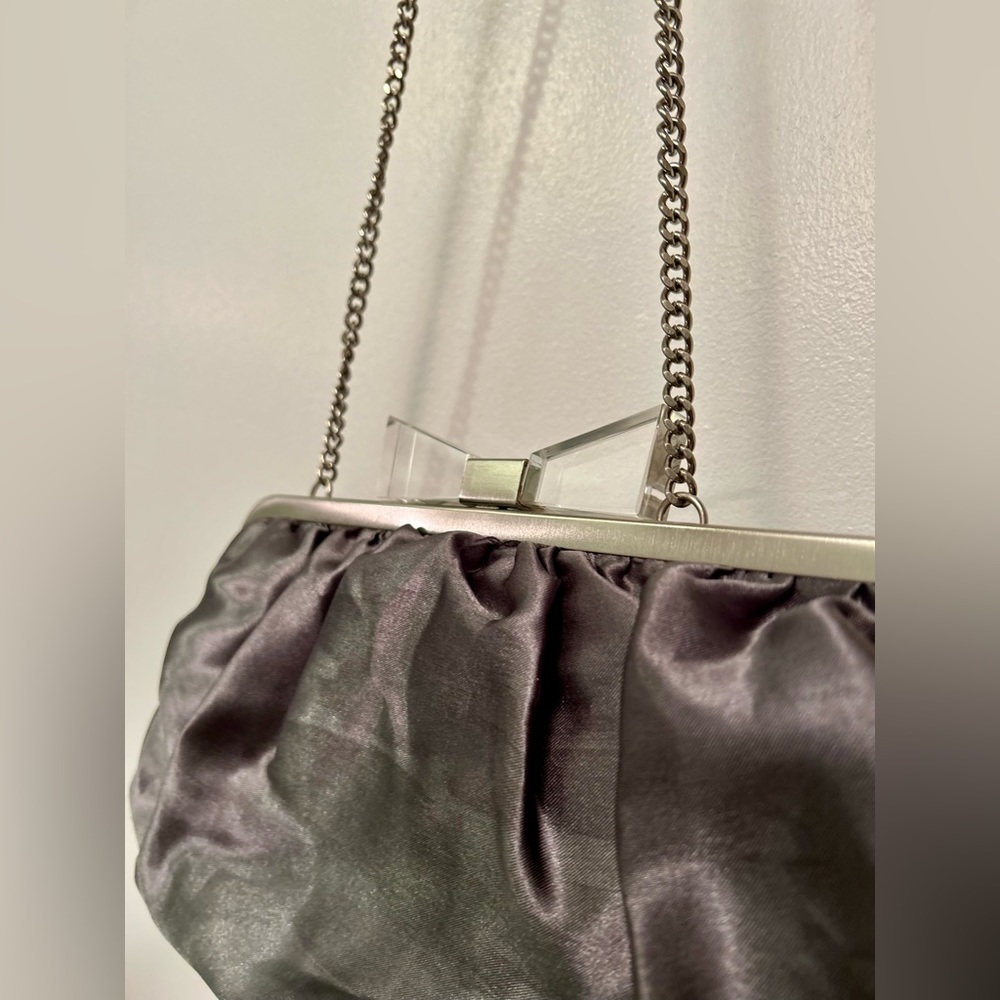 Vintage Satin Clutch with Clear Bow